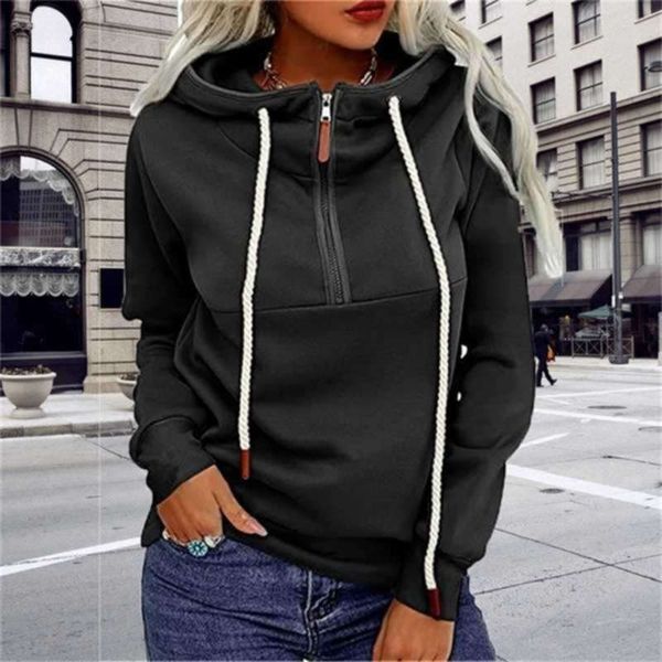 autumn long sleeve solid loose hoodies women casual zipper drawstring hooded sweatshirt elegant turtleneck winter pullover 210927, Black
autumn long sleeve solid loose hoodies women casual zipper drawstring hooded sweatshirt elegant turtleneck winter pullover 210927, Black