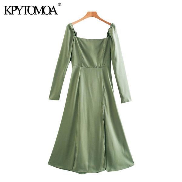 women elegant fashion with square collar front slit midi dress vintage back elastic zipper female dresses mujer 210420, Black;gray
women elegant fashion with square collar front slit midi dress vintage back elastic zipper female dresses mujer 210420, Black;gray