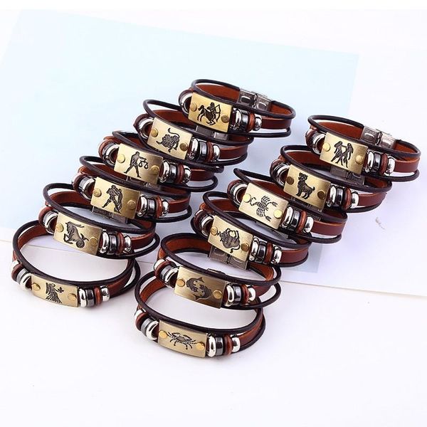 charm bracelets punk 12 constellations leather for men women casual vintage unique zodiac bangle pulseras fashion jewelry gifts, Golden;silver
charm bracelets punk 12 constellations leather for men women casual vintage unique zodiac bangle pulseras fashion jewelry gifts, Golden;silver