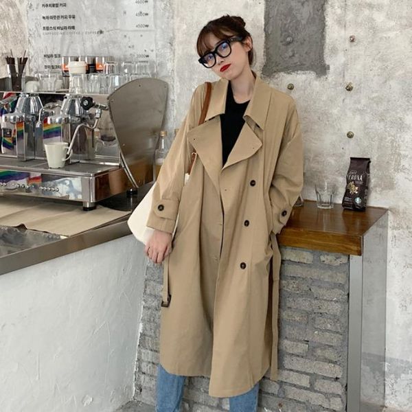women's trench coats year's windbreaker long british style spring and autumn small versatile over-the-knee slimming tooling coat, Tan;black
women's trench coats year's windbreaker long british style spring and autumn small versatile over-the-knee slimming tooling coat, Tan;black