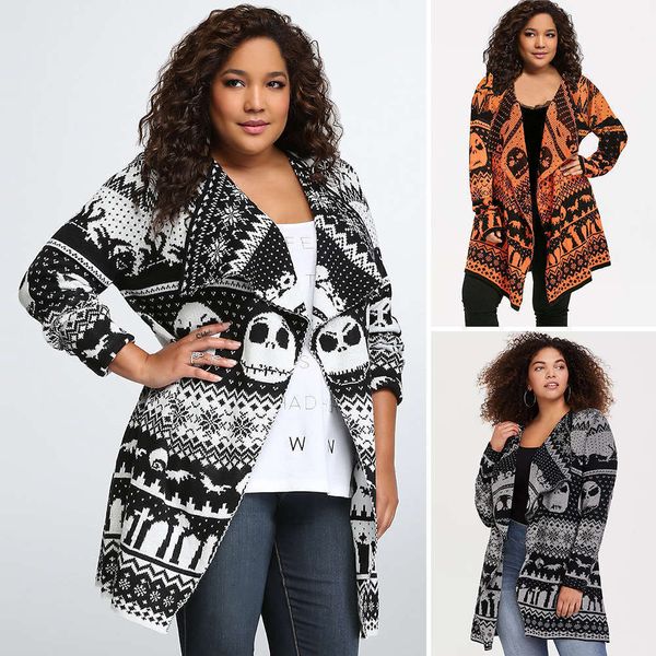 women's sweaters sweaters sweater cardigan autumn and winter women's skull head lapel medium length coat can be sold in the market, White;black
women's sweaters sweaters sweater cardigan autumn and winter women's skull head lapel medium length coat can be sold in the market, White;black
