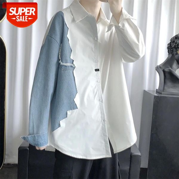 2020 men's denim stitching hawaiian shirt long sleeve social camisa masculina streetwear mens fashion shirts -2xl #vf6x, White;black
2020 men's denim stitching hawaiian shirt long sleeve social camisa masculina streetwear mens fashion shirts -2xl #vf6x, White;black