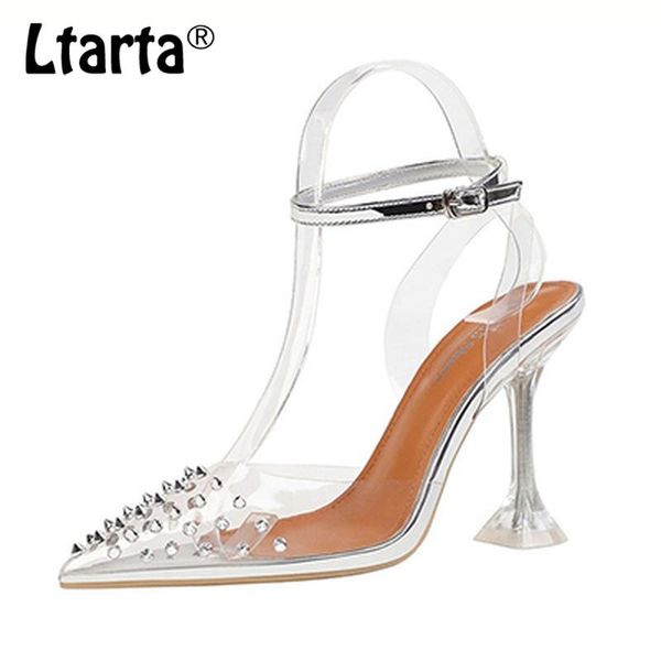9.5cm fashion pointed shallow mouth high heels transparent rivets with sandals cat heel hollow women's shoes lsj, Black
9.5cm fashion pointed shallow mouth high heels transparent rivets with sandals cat heel hollow women's shoes lsj, Black