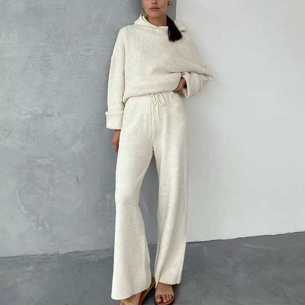 solid knitted women hooded 2 piece set loose long sleeve sweatshirt wide-legged elastic waist pants lady sets spring casual 210929, White
solid knitted women hooded 2 piece set loose long sleeve sweatshirt wide-legged elastic waist pants lady sets spring casual 210929, White