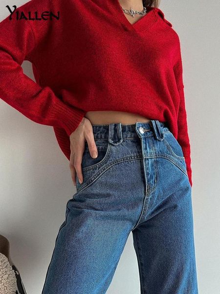 women's jeans yiallen autumn cotton women hipster casual street straight trousers high waist slim button female streetwear, Blue
women's jeans yiallen autumn cotton women hipster casual street straight trousers high waist slim button female streetwear, Blue