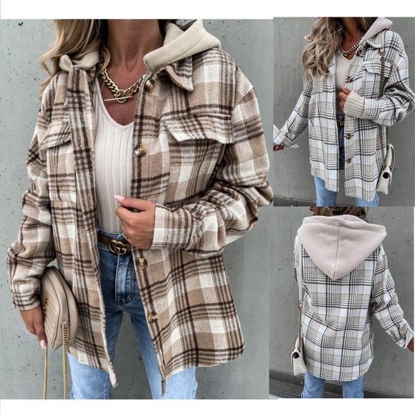 women's jackets women vintage plaid hoodies jacket 2021 autumn winter female casual loose single breasted button shirt pocket cardigan, Black;brown
women's jackets women vintage plaid hoodies jacket 2021 autumn winter female casual loose single breasted button shirt pocket cardigan, Black;brown