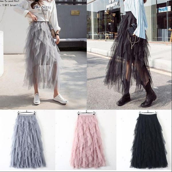 women skirts high waist tiered layered mesh ballet prom party tulle a line midi skirt fluffy irregular ruffled ladies long, Black
women skirts high waist tiered layered mesh ballet prom party tulle a line midi skirt fluffy irregular ruffled ladies long, Black