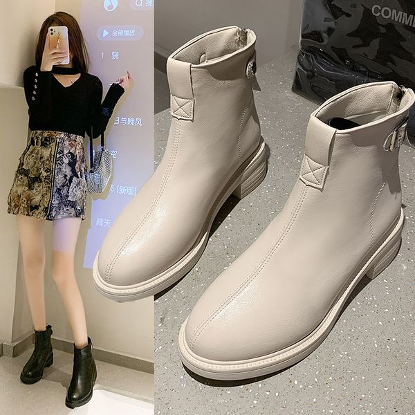 slim martin british style tube net red short women's spring and autumn single boots 2021 round head back zipper, Black
slim martin british style tube net red short women's spring and autumn single boots 2021 round head back zipper, Black