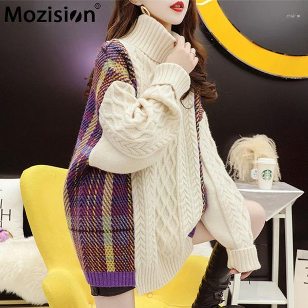 mozision patchwork print knitted sweater women turtleneck full sleeve pullover knitwear ladies 2021 loose warm sweaters women's, White;black
mozision patchwork print knitted sweater women turtleneck full sleeve pullover knitwear ladies 2021 loose warm sweaters women's, White;black