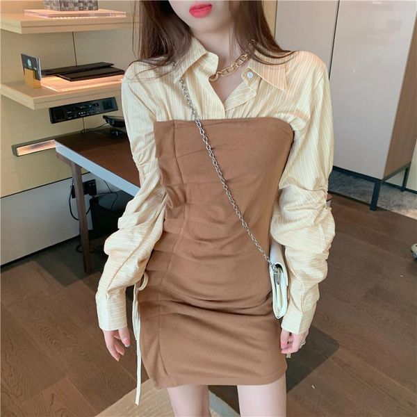 fake 2 pieces women long sleeve shirt dress korean style hollowing out button ladies sweet casual party dresses, Black;gray
fake 2 pieces women long sleeve shirt dress korean style hollowing out button ladies sweet casual party dresses, Black;gray