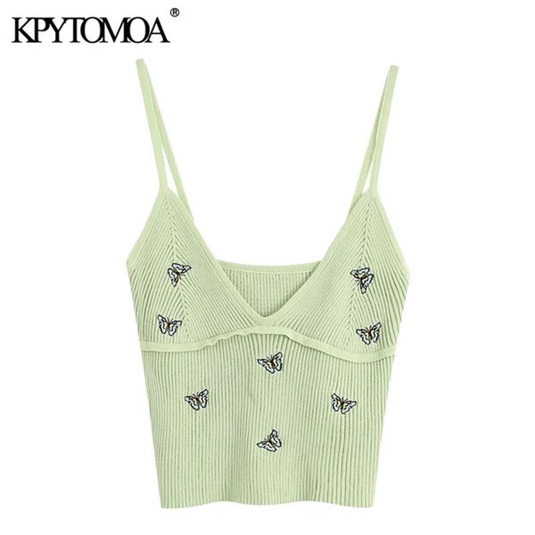 women fashion butterfly embroidery cropped knitted blouses vintage backless thin straps female shirts chic 210420, White
women fashion butterfly embroidery cropped knitted blouses vintage backless thin straps female shirts chic 210420, White