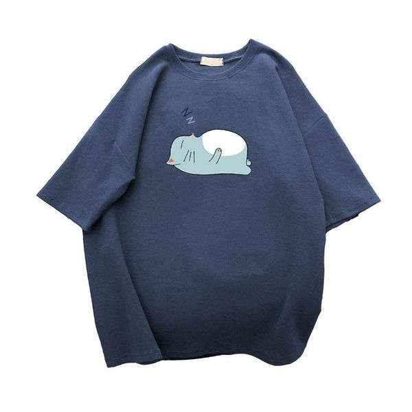 women's t-shirt summer fashion loose t shirt blue cute sleepy cat print harajuku short sleeve round neck tees women, White
women's t-shirt summer fashion loose t shirt blue cute sleepy cat print harajuku short sleeve round neck tees women, White