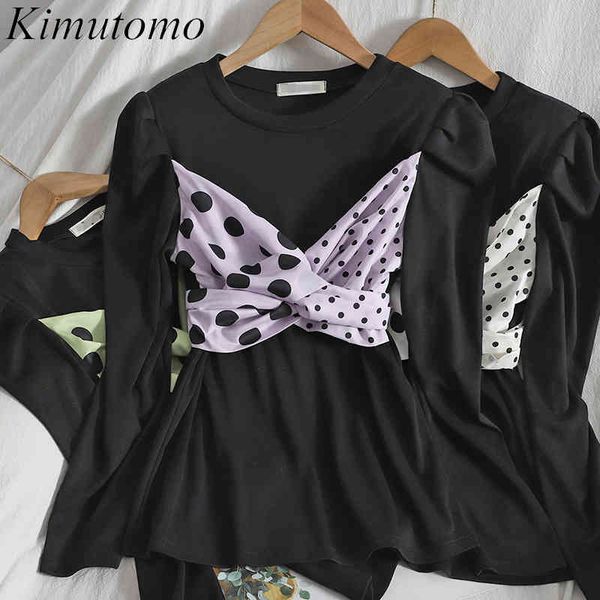kimutomo spring summer t-shirt women o-neck long puff sleeve female dot bow patchwork korean chic casual 210521, White
kimutomo spring summer t-shirt women o-neck long puff sleeve female dot bow patchwork korean chic casual 210521, White