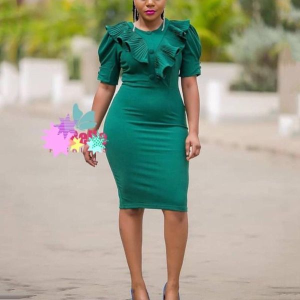 casual dresses african office ladies 2021 formal classy green ruffles bodycon solid mid calf eleant business work clothes dress midi ol, Black;gray
casual dresses african office ladies 2021 formal classy green ruffles bodycon solid mid calf eleant business work clothes dress midi ol, Black;gray
