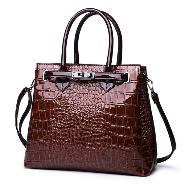 messenger bags messenger bagshandbag 2021 crocodile single shoulder messenger patent leather bright face fashion women's bag