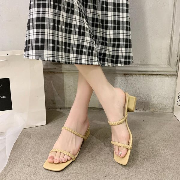 female shoes slippers heels square heel med luxury slides 2021 high block designer soft summer pu pumps rubber rome hoof, Black
female shoes slippers heels square heel med luxury slides 2021 high block designer soft summer pu pumps rubber rome hoof, Black