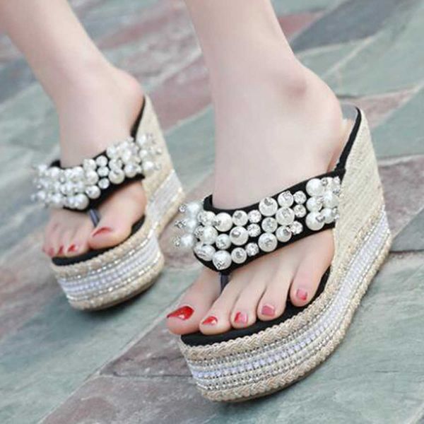 summer women shoes platform slippers pearl shoes wedge beach slope flop fashion flip flops sh109 210625, Black
summer women shoes platform slippers pearl shoes wedge beach slope flop fashion flip flops sh109 210625, Black