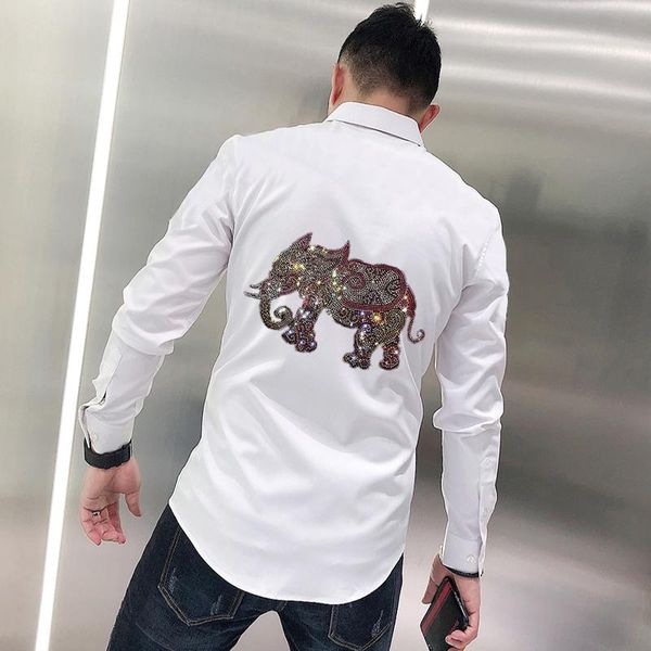 classic brand men's shirt 2021 rhinestone trend hip hop slim four seasons street long sleeve casual shirts, White;black
classic brand men's shirt 2021 rhinestone trend hip hop slim four seasons street long sleeve casual shirts, White;black