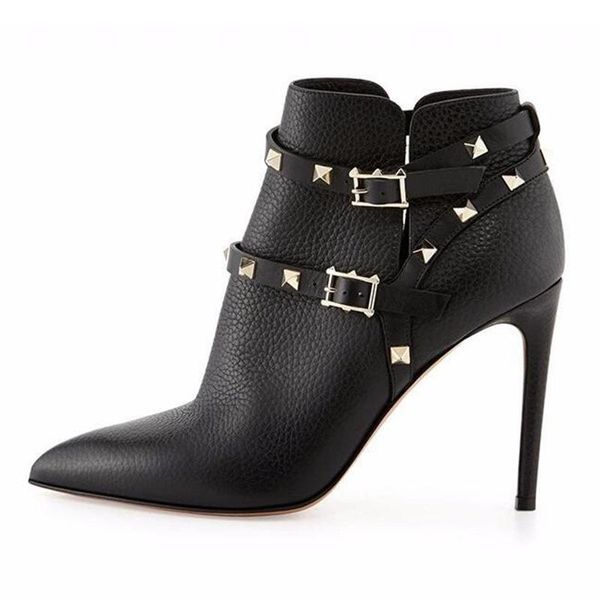 dress shoes 2021 booties rivet decro high heel stiletto pointed toe buckle short boots party winter female, Black
dress shoes 2021 booties rivet decro high heel stiletto pointed toe buckle short boots party winter female, Black