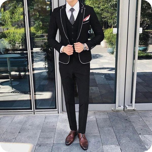 men's suits & blazers casual black men prom groom wedding tuxedo 3 pieces slim fit terno masculino costume homme man blazer, White;black
men's suits & blazers casual black men prom groom wedding tuxedo 3 pieces slim fit terno masculino costume homme man blazer, White;black