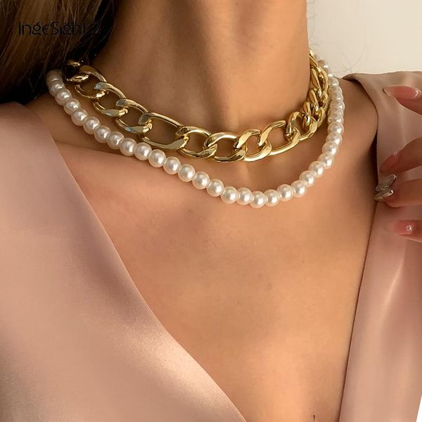 chains ingesight.z 2pcs/set multi layered imitation pearl chain choker necklace chunky thick curb necklaces collar women jewelry, Silver
chains ingesight.z 2pcs/set multi layered imitation pearl chain choker necklace chunky thick curb necklaces collar women jewelry, Silver