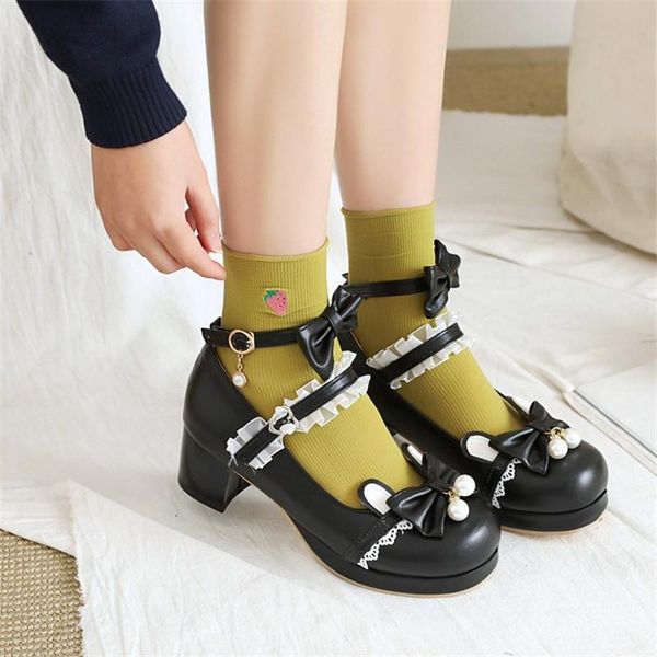 sweet women pearls lace ruffles bow knot shoes jk lo uniform cosplay costume mary janes pumps princess girls 34-48 dress, Black
sweet women pearls lace ruffles bow knot shoes jk lo uniform cosplay costume mary janes pumps princess girls 34-48 dress, Black