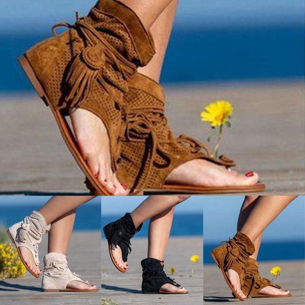 sandals retro casual fashion flat bottom tassel hollow toe women's boho comfort summer beach shoes plus size mujer d14#, Black
sandals retro casual fashion flat bottom tassel hollow toe women's boho comfort summer beach shoes plus size mujer d14#, Black