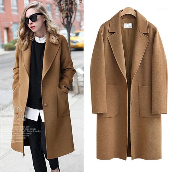 women's autumn and winter european american large size loose mid-length woolen coat female black camel wool & blends
women's autumn and winter european american large size loose mid-length woolen coat female black camel wool & blends