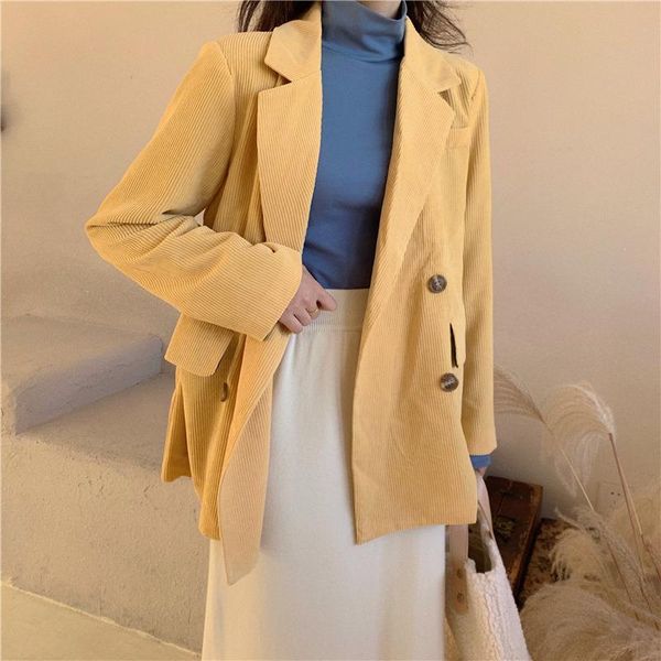 women's suits & blazers casual double-breasted blazer women vintage elegant jacket feminino loose coat lady fall spring korean, White;black
women's suits & blazers casual double-breasted blazer women vintage elegant jacket feminino loose coat lady fall spring korean, White;black