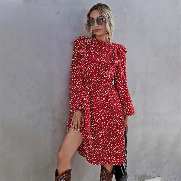 fashion ruffles heart dot women dress print elegant full sleeve high waist ladies spring autumn long red, Black;gray
fashion ruffles heart dot women dress print elegant full sleeve high waist ladies spring autumn long red, Black;gray