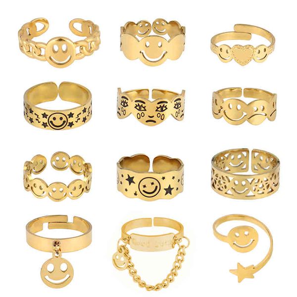 love ring punk stainless steel happy smiling face open s for women chain adjustable geometric s jewelry gifts, Slivery;golden
love ring punk stainless steel happy smiling face open s for women chain adjustable geometric s jewelry gifts, Slivery;golden