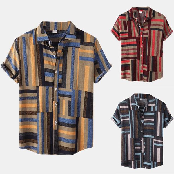 men's casual shirts feitong summer blouse shirt plus size contrast stripe splice short sleeve button turn-down collar streetwear, White;black
men's casual shirts feitong summer blouse shirt plus size contrast stripe splice short sleeve button turn-down collar streetwear, White;black
