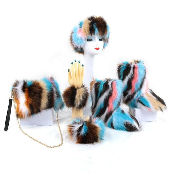 winter imitation fur mid-tube snow boots ladies furry warm hair band clutch bag fashion five-piece set, Black
winter imitation fur mid-tube snow boots ladies furry warm hair band clutch bag fashion five-piece set, Black