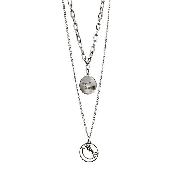 pendant necklaces potcet women's stainless steel double round card letters titanium necklace geometric fashion party jewelry, Silver
pendant necklaces potcet women's stainless steel double round card letters titanium necklace geometric fashion party jewelry, Silver