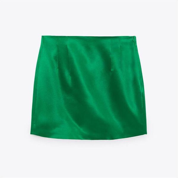 half length summer fashion womens skirt all match high waist two color silk satin texture mini, Black
half length summer fashion womens skirt all match high waist two color silk satin texture mini, Black