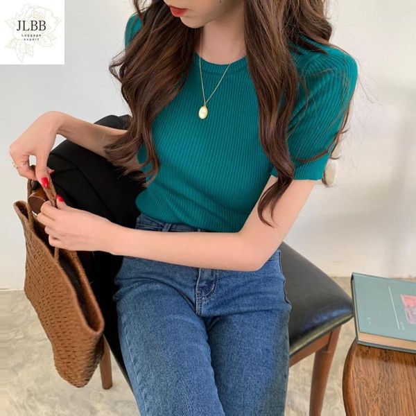 solid knit for women summer short sleeve elegant ladies basic shirts women's t-shirt, White
solid knit for women summer short sleeve elegant ladies basic shirts women's t-shirt, White