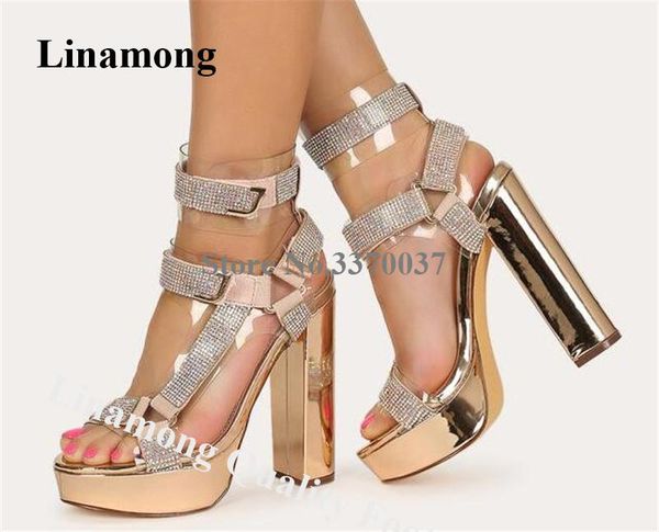 linamong luxurious pvc open toe rhinestone straps high platform chunky heel sandals gold black crystal buckles heels
linamong luxurious pvc open toe rhinestone straps high platform chunky heel sandals gold black crystal buckles heels