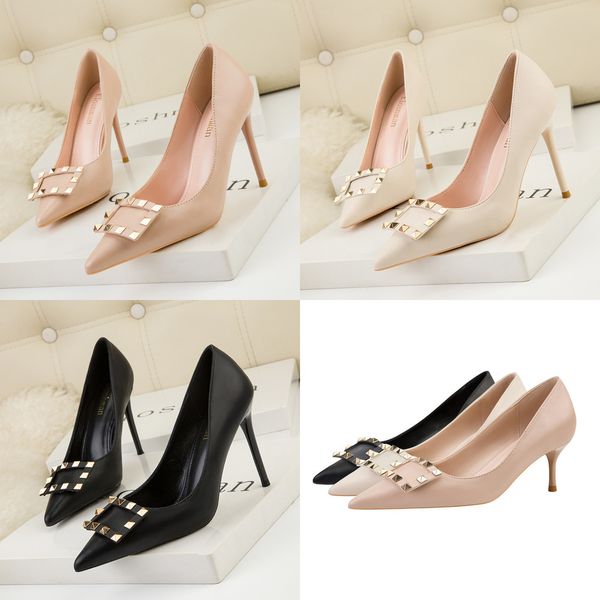 professional women's shoes thin heel high heel shallow mouth pointed metal rivet buckle single shoe, Black
professional women's shoes thin heel high heel shallow mouth pointed metal rivet buckle single shoe, Black