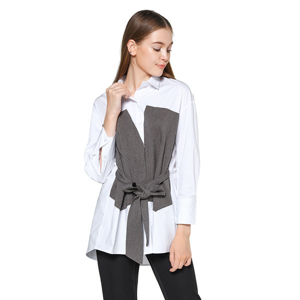 cotton loose long shirts white and black bow fake two pieces office women shirt blouse plus size
cotton loose long shirts white and black bow fake two pieces office women shirt blouse plus size
