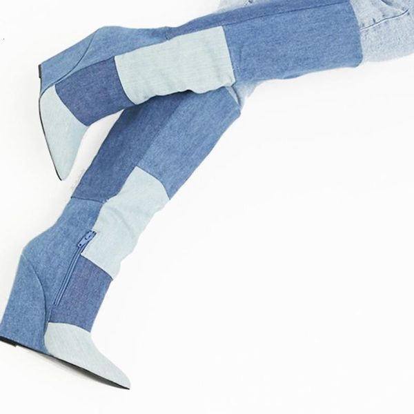 classical style denim patchwork knee high boots women pointed toe mixed color slip-on party shoes lady side zipper casualshoes 3z6n, Black
classical style denim patchwork knee high boots women pointed toe mixed color slip-on party shoes lady side zipper casualshoes 3z6n, Black