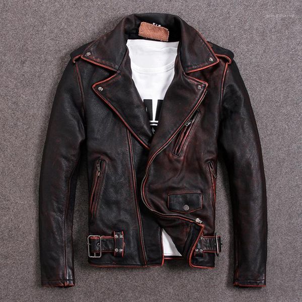 men's leather & faux 2021 vintage brown men slim fit biker's jacket plus size xxxxxl genuine cowhide short motorcycle coat, Black
men's leather & faux 2021 vintage brown men slim fit biker's jacket plus size xxxxxl genuine cowhide short motorcycle coat, Black
