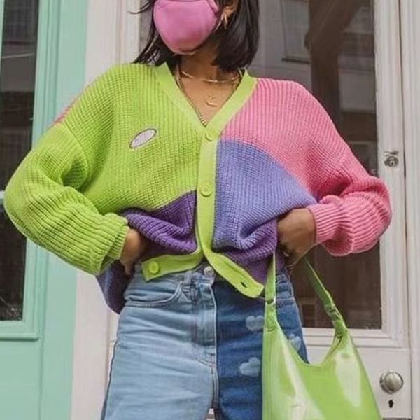 women's sweaters camisola feminina colorido retalhos cardigan boto de outono malha com cote em v estilo preppy camisolas moda solta doc, White;black
women's sweaters camisola feminina colorido retalhos cardigan boto de outono malha com cote em v estilo preppy camisolas moda solta doc, White;black