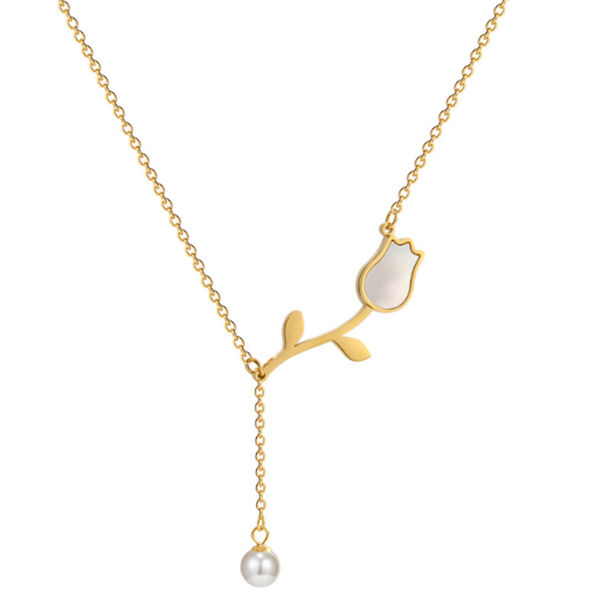 chains 316l stainless steel mother white fashion exquisite tulip pearl tassel titanium necklace, Silver
chains 316l stainless steel mother white fashion exquisite tulip pearl tassel titanium necklace, Silver