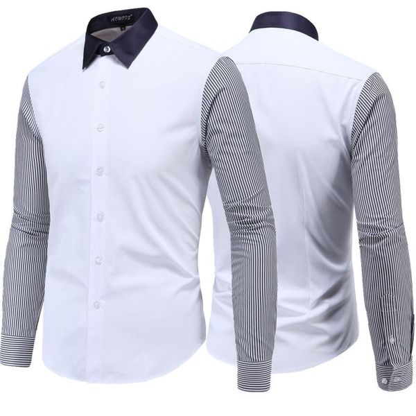 men's casual shirts autumn shirt men's long sleeve color block patchwork male button turn-down collar single-breasted, White;black
men's casual shirts autumn shirt men's long sleeve color block patchwork male button turn-down collar single-breasted, White;black