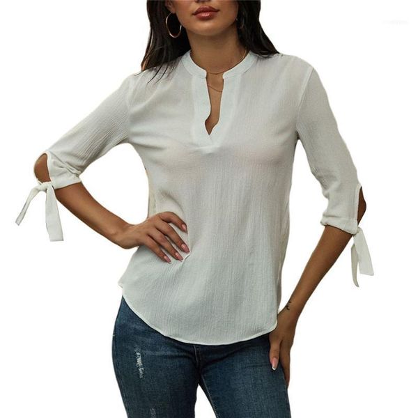 women lace-up v-neck casual solid color blouse 2021 fashion office ladies shirt wholesale1, White
women lace-up v-neck casual solid color blouse 2021 fashion office ladies shirt wholesale1, White