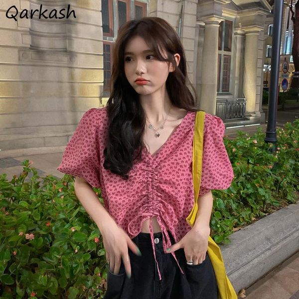 women's blouses & shirts women summer v-neck pleated shirring chic fashion sweet girls all-match floral print korean style crop studen, White
women's blouses & shirts women summer v-neck pleated shirring chic fashion sweet girls all-match floral print korean style crop studen, White