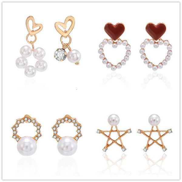 studs earrings korean popular sweet geometric hollow love pentagram inlaid pearl diamond, Golden;silver
studs earrings korean popular sweet geometric hollow love pentagram inlaid pearl diamond, Golden;silver
