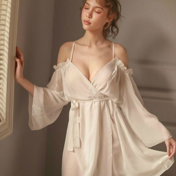 wedding homewear lingerie lace ruffles perspective sling cross nightgown pajams set loungewear woman clothes, Black;white
wedding homewear lingerie lace ruffles perspective sling cross nightgown pajams set loungewear woman clothes, Black;white