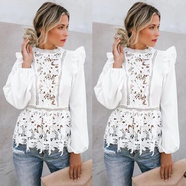 women's t-shirt white shirts for women hollow lace stitching long-sleeved ruffled spring fashion tees lugentolo
women's t-shirt white shirts for women hollow lace stitching long-sleeved ruffled spring fashion tees lugentolo