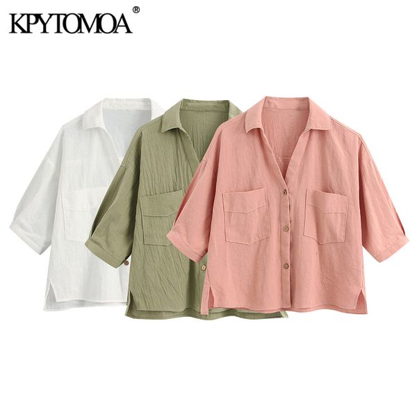 kpytomoa women 2021 fashion with pockets loose cropped linen blouses vintage short sleeve side vents female shirts chic, White
kpytomoa women 2021 fashion with pockets loose cropped linen blouses vintage short sleeve side vents female shirts chic, White